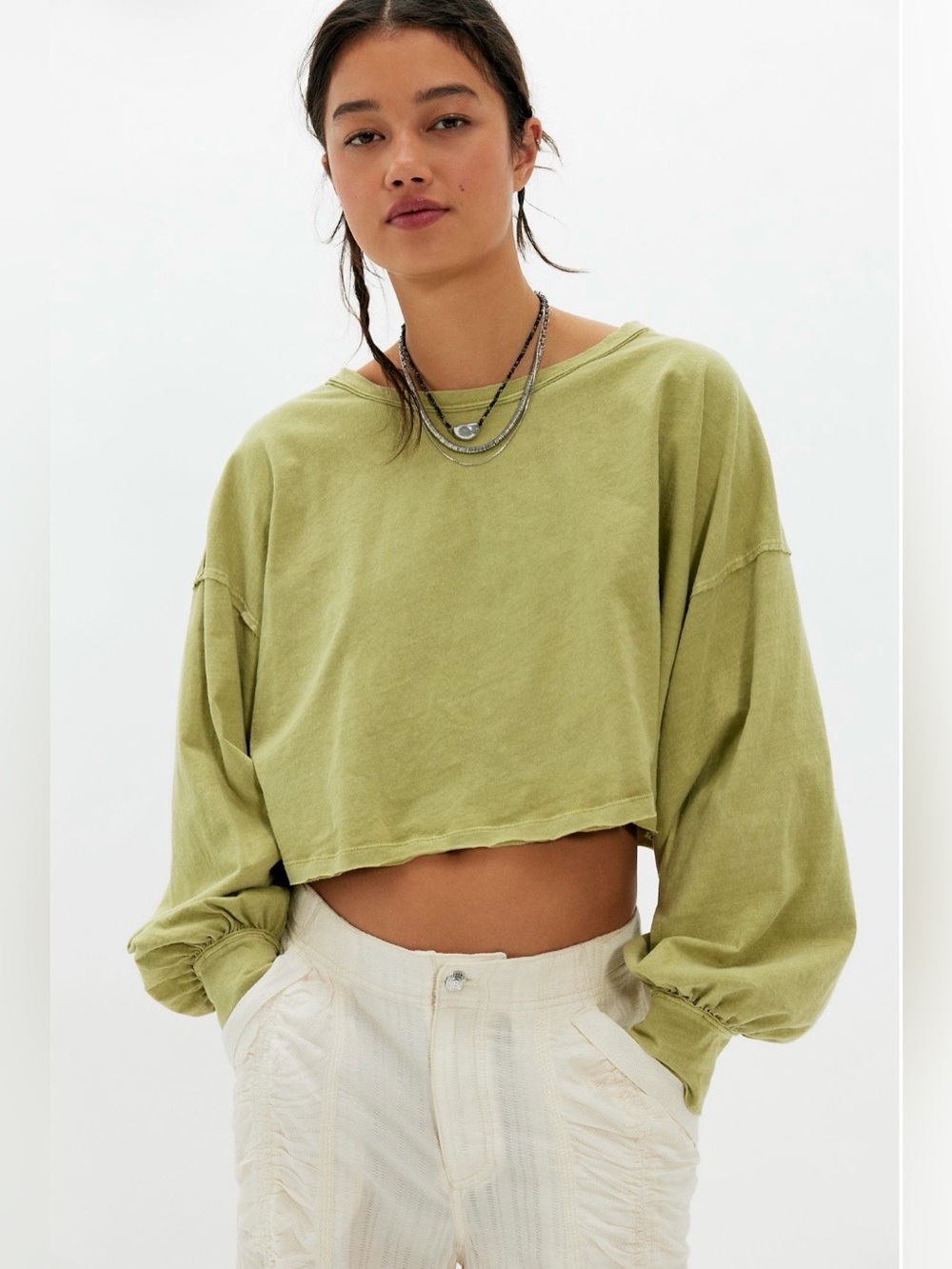 Free People We The Free Sandy Long Sleeve Top 💯 Cotton NWT